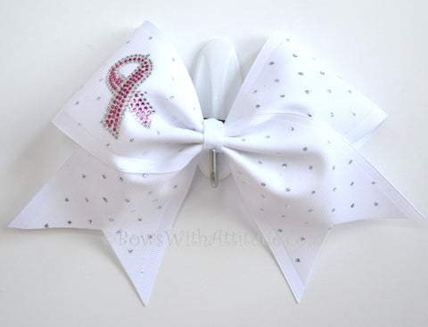 Breast Cancer Awareness - White w/Silver Sparkles