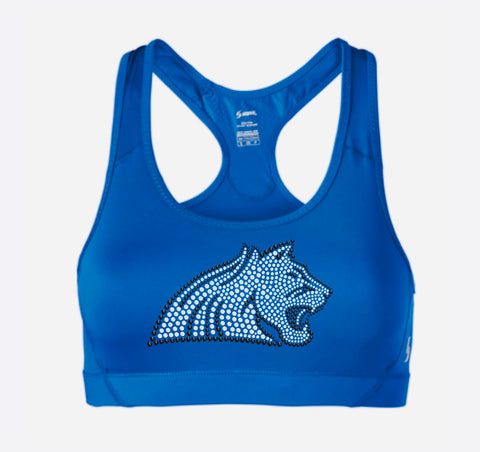 Bluegrass Athletics - Blue Rhinestone Lion Head Sport Bra